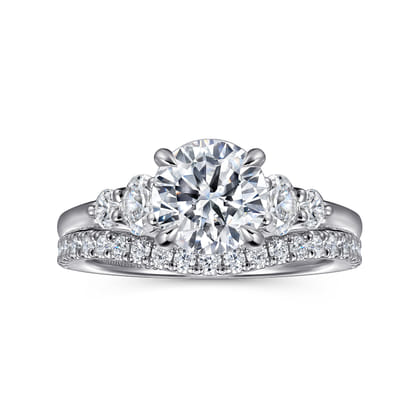 Wave - 14K White Gold Round Diamond Engagement Ring