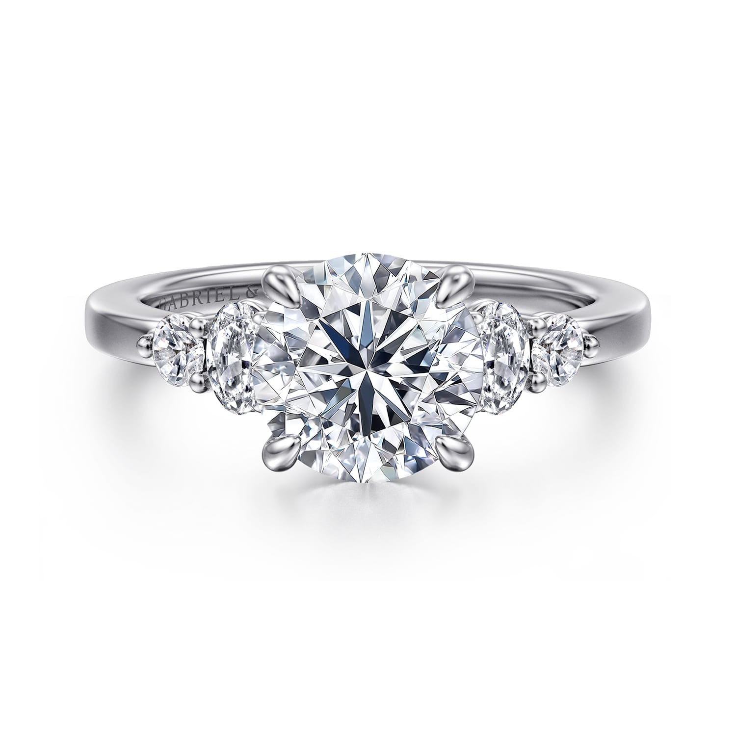 Wave - 14K White Gold Round Diamond Engagement Ring