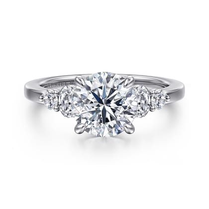 Wave - 14K White Gold Round Diamond Engagement Ring