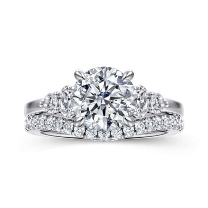 Wave - 14K White Gold Round Diamond Engagement Ring