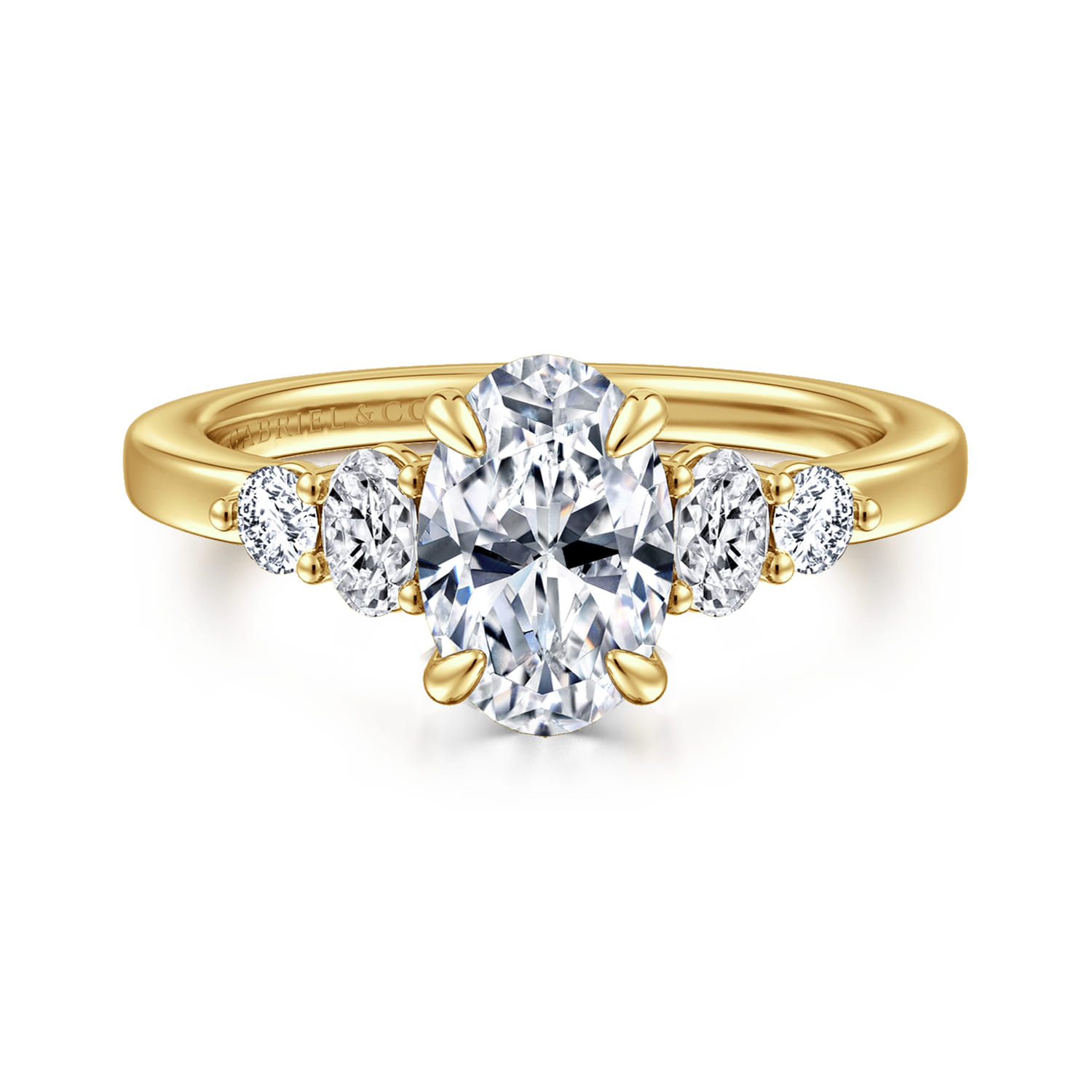 Wave - 14K Yellow Gold Oval Diamond Engagement Ring