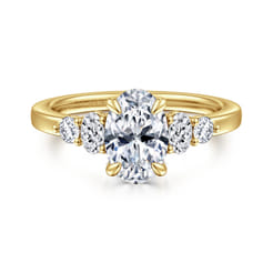 Wave - 14K Yellow Gold Oval Diamond Engagement Ring