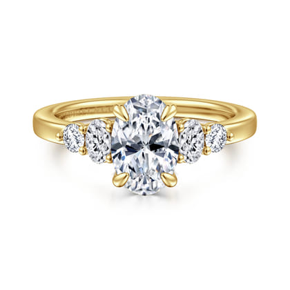 Wave - 14K Yellow Gold Oval Diamond Engagement Ring