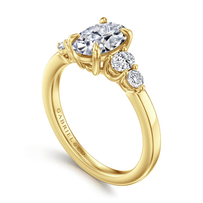 Wave - 14K Yellow Gold Oval Diamond Engagement Ring