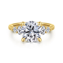 Wave - 14K Yellow Gold Round Diamond Engagement Ring