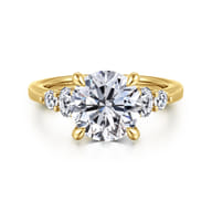 Wave - 14K Yellow Gold Round Diamond Engagement Ring