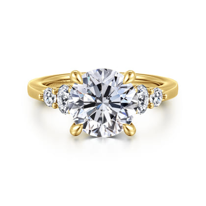 Wave - 14K Yellow Gold Round Diamond Engagement Ring