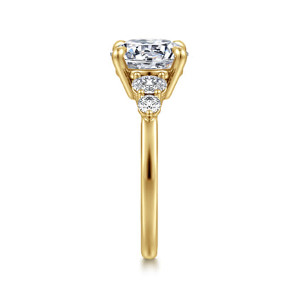 Wave - 14K Yellow Gold Round Diamond Engagement Ring