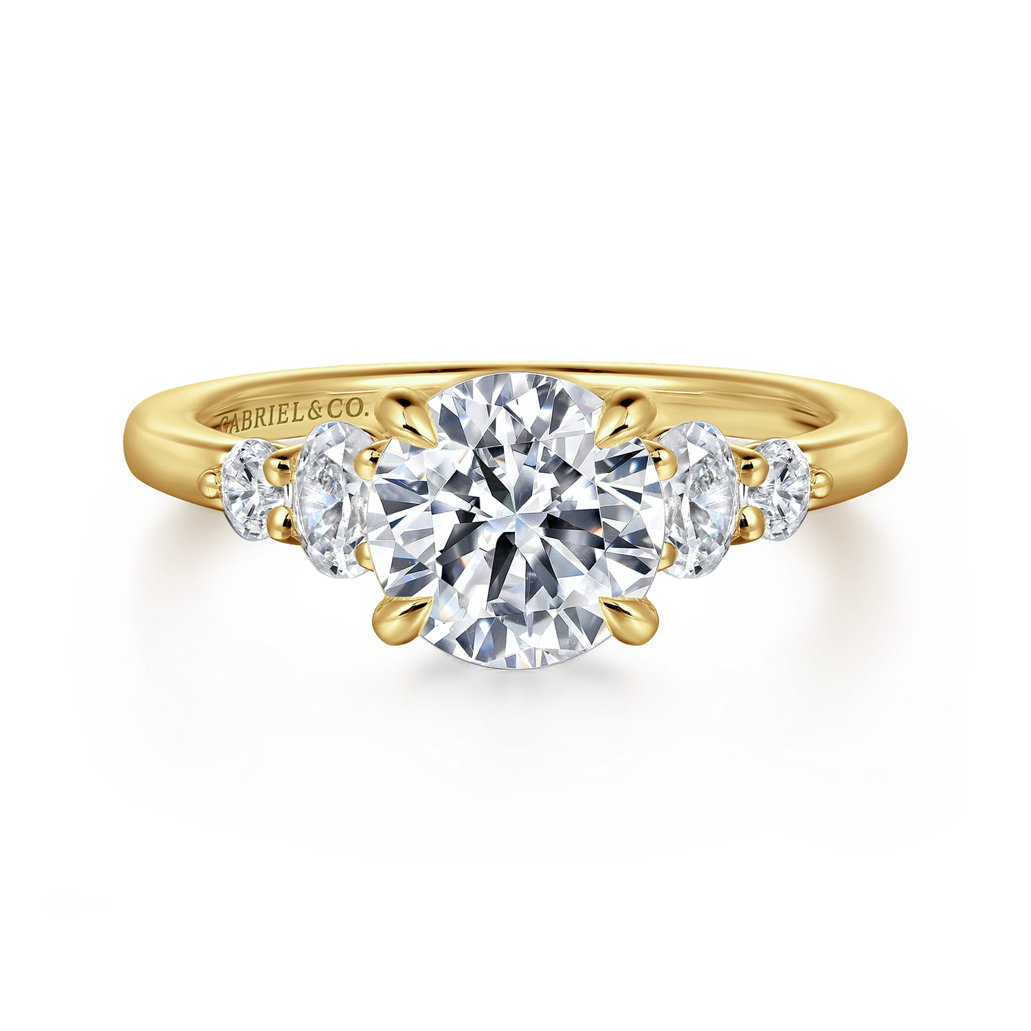 Wave - 14K Yellow Gold Round Diamond Engagement Ring