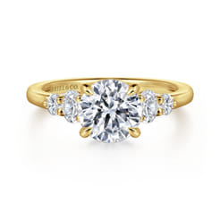Wave - 14K Yellow Gold Round Diamond Engagement Ring