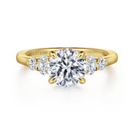 Wave - 14K Yellow Gold Round Diamond Engagement Ring