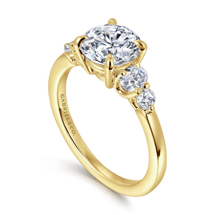 Wave - 14K Yellow Gold Round Diamond Engagement Ring