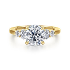 14K Yellow Gold Round Diamond Engagement Ring