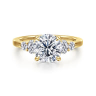 Wave - 14K Yellow Gold Round Diamond Engagement Ring