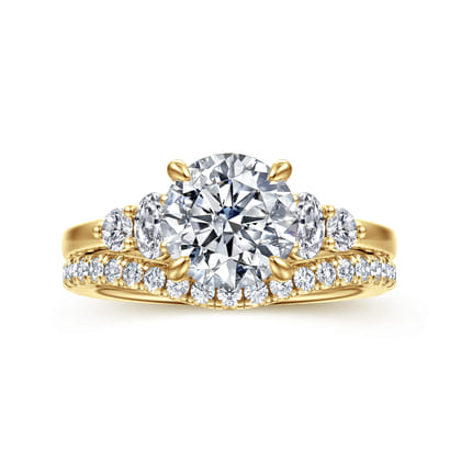 Wave - 14K Yellow Gold Round Diamond Engagement Ring