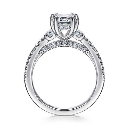 Wednesday - 18K White Gold Emerald Cut Three Stone Diamond Engagement Ring - 0.7 ct - Shot 2