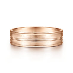 Weston - 14K Rose Gold 6mm - Men's Wedding Band in Satin Finish