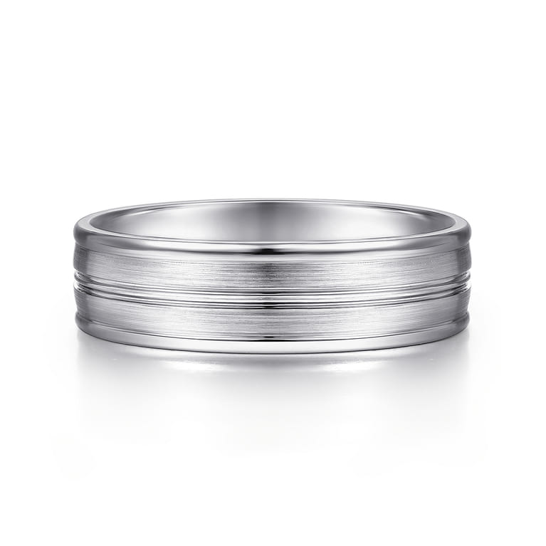 Weston - 14K White Gold 6mm - Men's Wedding Band in Satin Finish - Shot 1