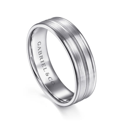 Weston - 14K White Gold 6mm - Men's Wedding Band in Satin Finish