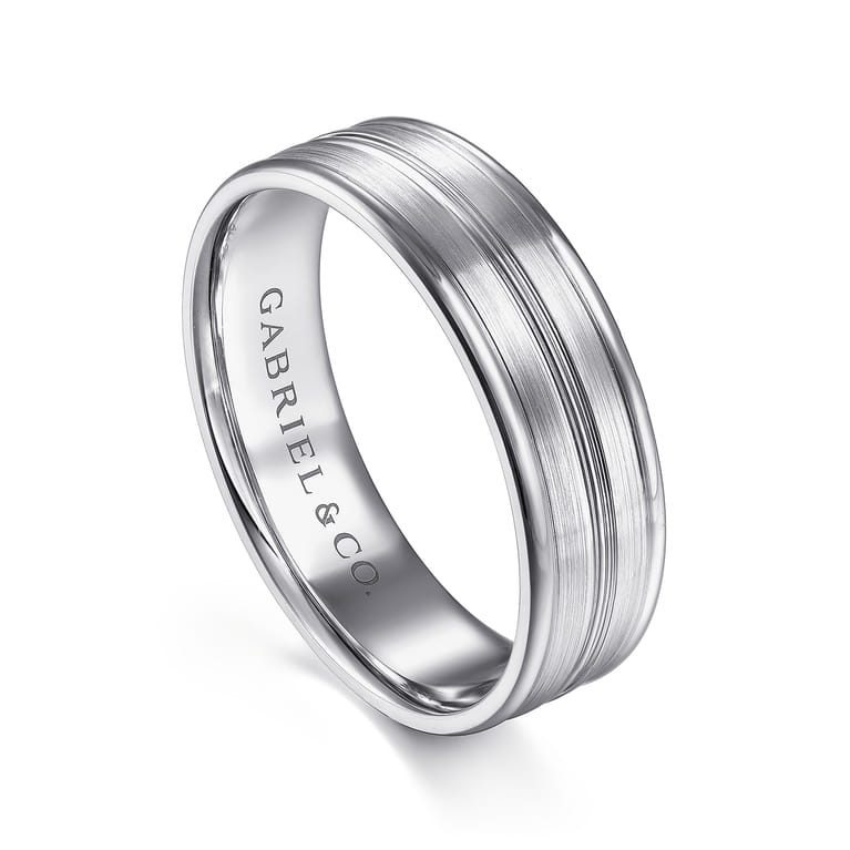 Weston - 14K White Gold 6mm - Men's Wedding Band in Satin Finish - Shot 3