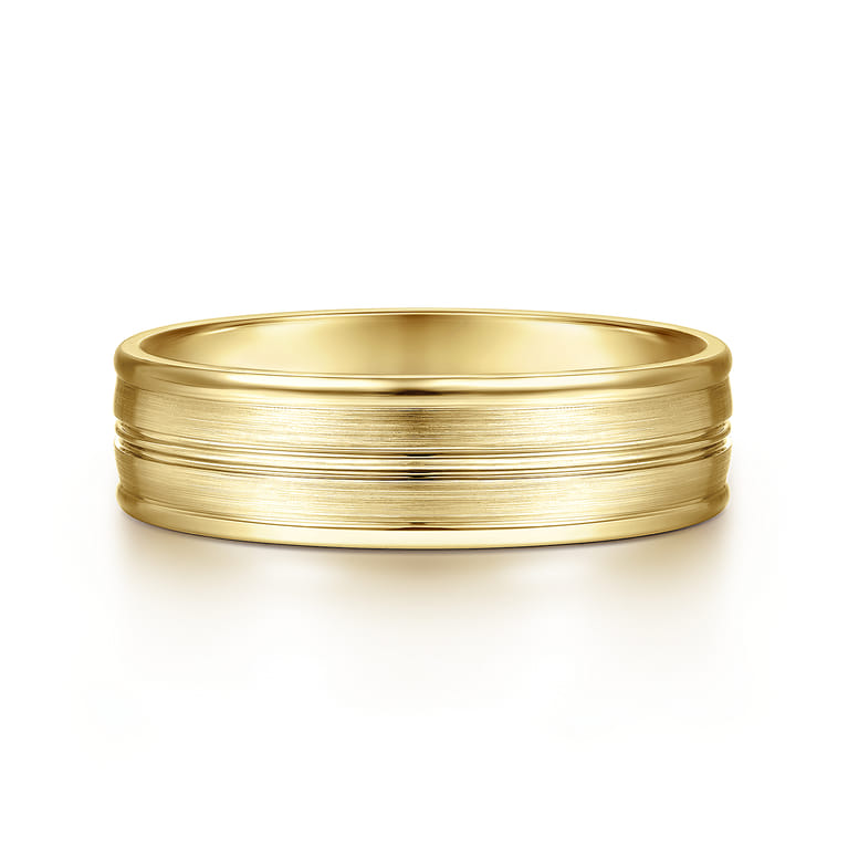 Weston - 14K Yellow Gold 6mm - Men's Wedding Band in Satin Finish - Shot 1