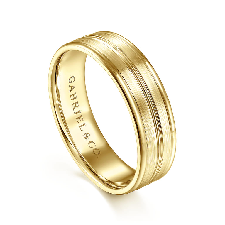 Weston - 14K Yellow Gold 6mm - Men's Wedding Band in Satin Finish - Shot 3