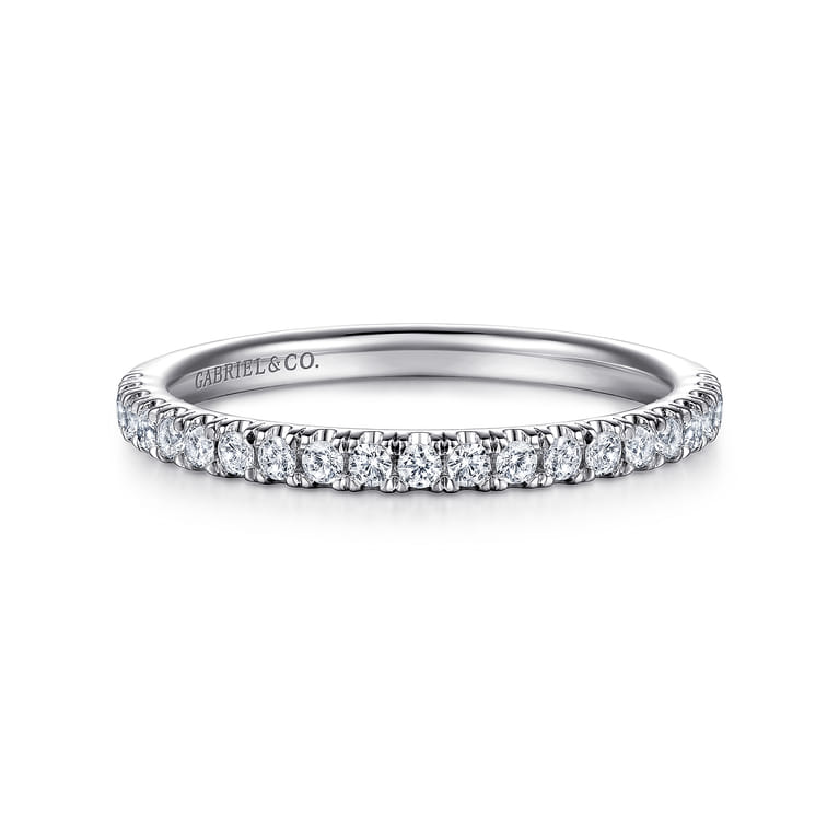 White Plated Alloy Matching Wedding Band - 0.25 ct - Shot 1