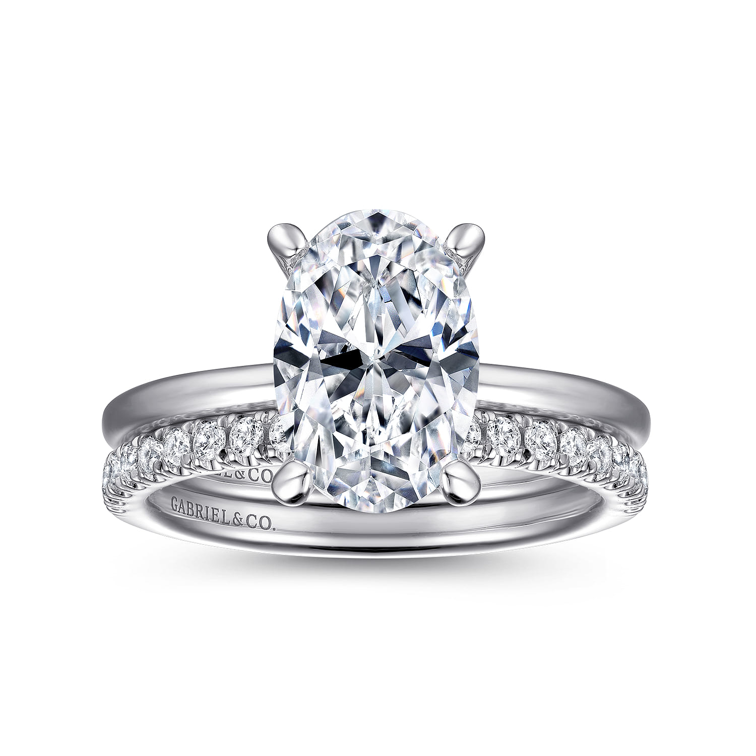White Plated Alloy Matching Wedding Band - 0.25 ct - Shot 4