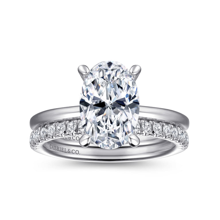 White Plated Alloy Matching Wedding Band - 0.25 ct - Shot 4
