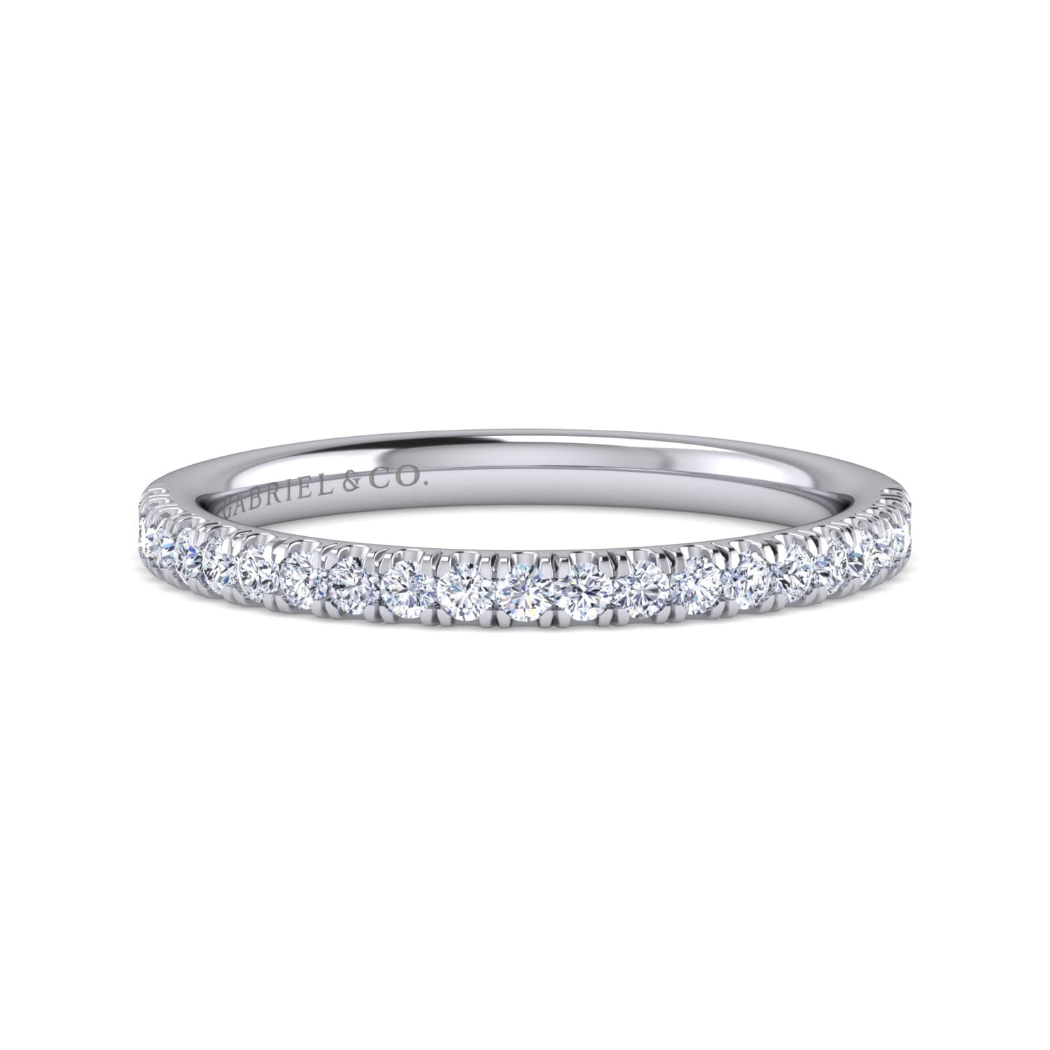 White Plated Alloy Matching Wedding Band - 0.25 ct - Shot 1