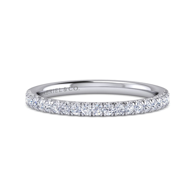 White Plated Alloy Matching Wedding Band - 0.25 ct - Shot 1