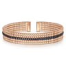 Wide 14K Rose Gold Bujukan Bead Cuff Bracelet with Inner Black Diamond Channel - 0.64 ct