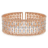 Wide 14K Rose Gold Cage Cuff Bracelet with Diamond Stations - 1.43 ct