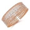 Wide 14K Rose Gold Cage Cuff Bracelet with Diamond Stations - 1.43 ct