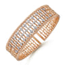 Wide 14K Rose Gold Cage Cuff Bracelet with Diamond Stations - 0.86 ct