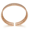Wide 14K Rose Gold Cage Cuff Bracelet with Diamond Stations - 0.86 ct
