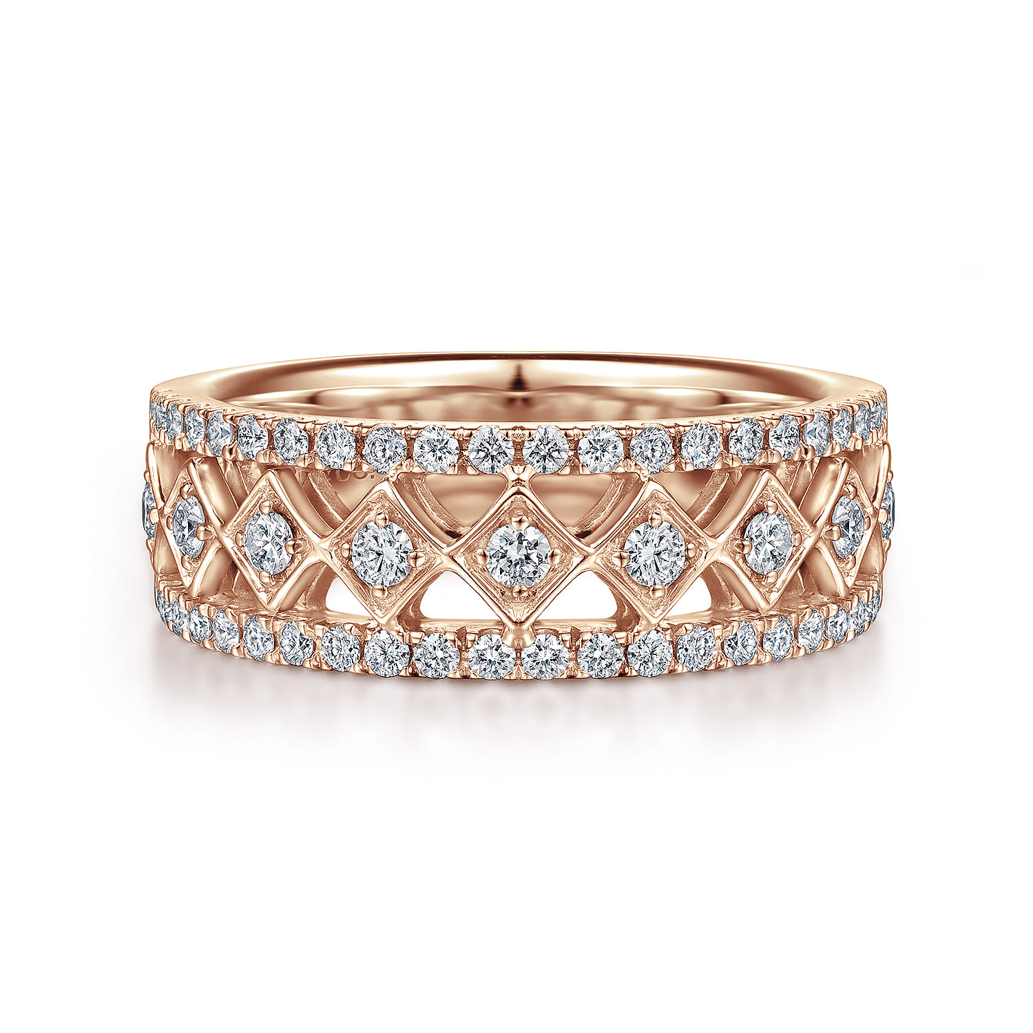Fancy Wedding Ring in 14k Rose Gold with Round Natural Diamond at Gabriel & Co. - Shot 1