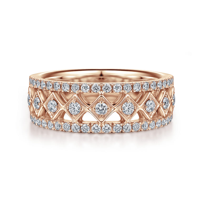 Fancy Wedding Ring in 14k Rose Gold with Round Natural Diamond at Gabriel & Co. - Shot 1