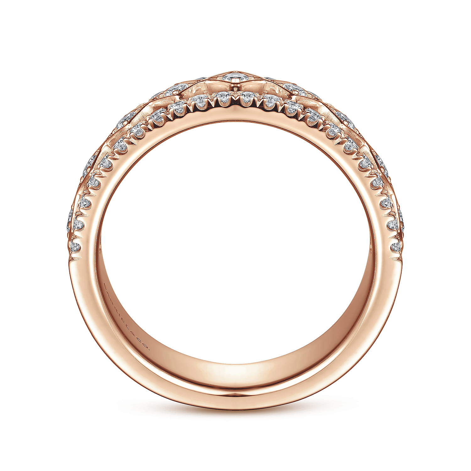 Fancy Wedding Ring in 14k Rose Gold with Round Natural Diamond at Gabriel & Co. - Shot 2