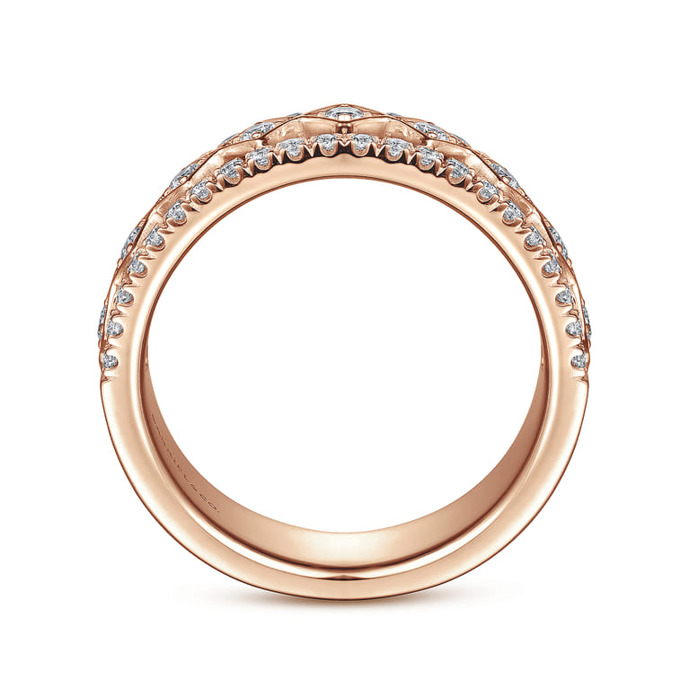 Fancy Wedding Ring in 14k Rose Gold with Round Natural Diamond at Gabriel & Co. - Shot 2