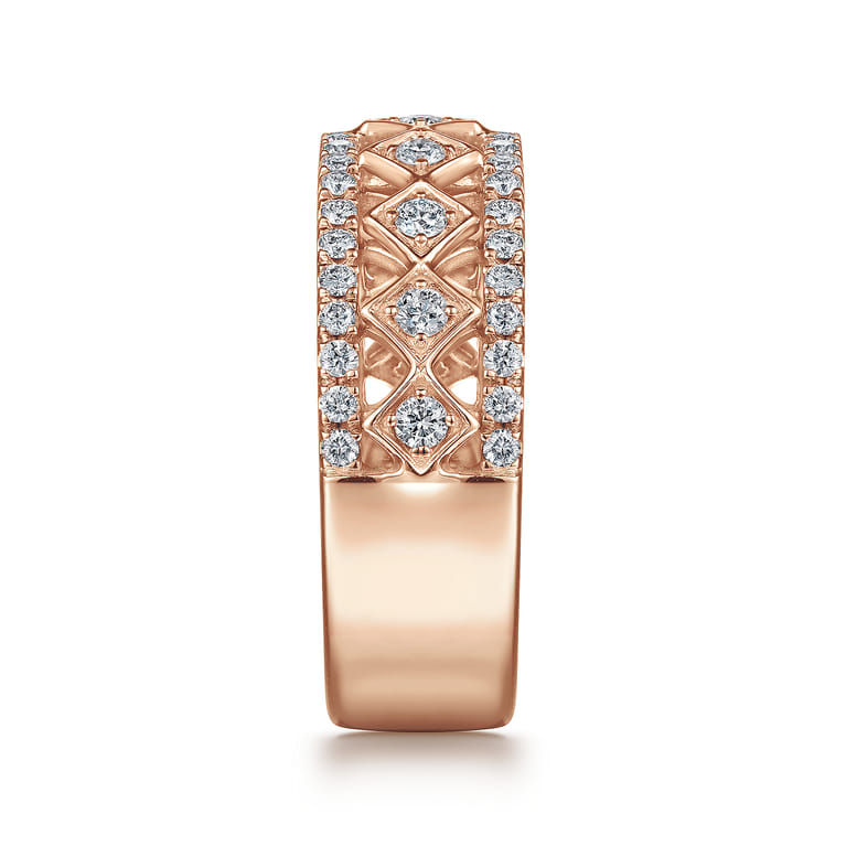 Fancy Wedding Ring in 14k Rose Gold with Round Natural Diamond at Gabriel & Co. - Shot 4