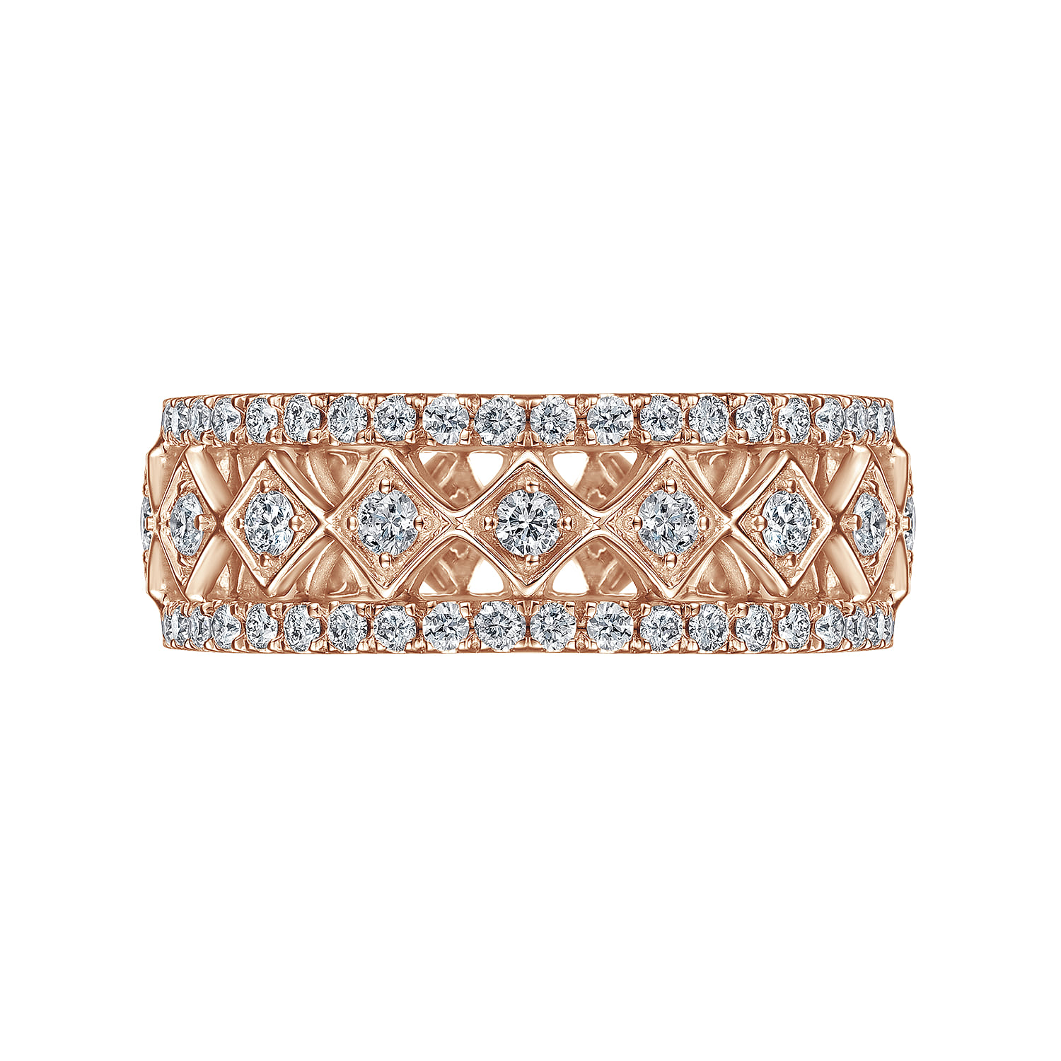 Fancy Wedding Ring in 14k Rose Gold with Round Natural Diamond at Gabriel & Co. - Shot 5