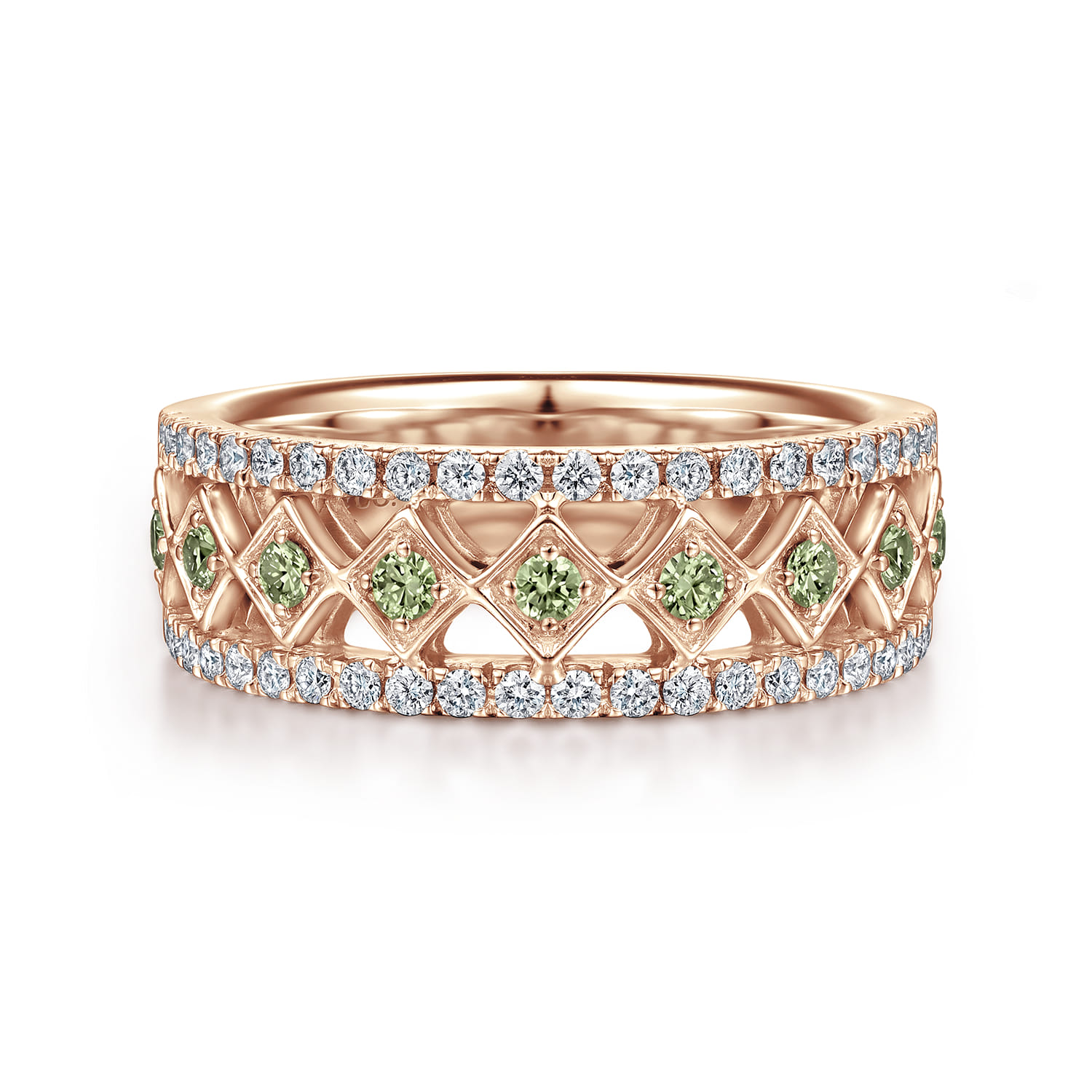 Fancy Wedding Ring in 14k Rose Gold with Round  at Gabriel & Co. - Shot 1