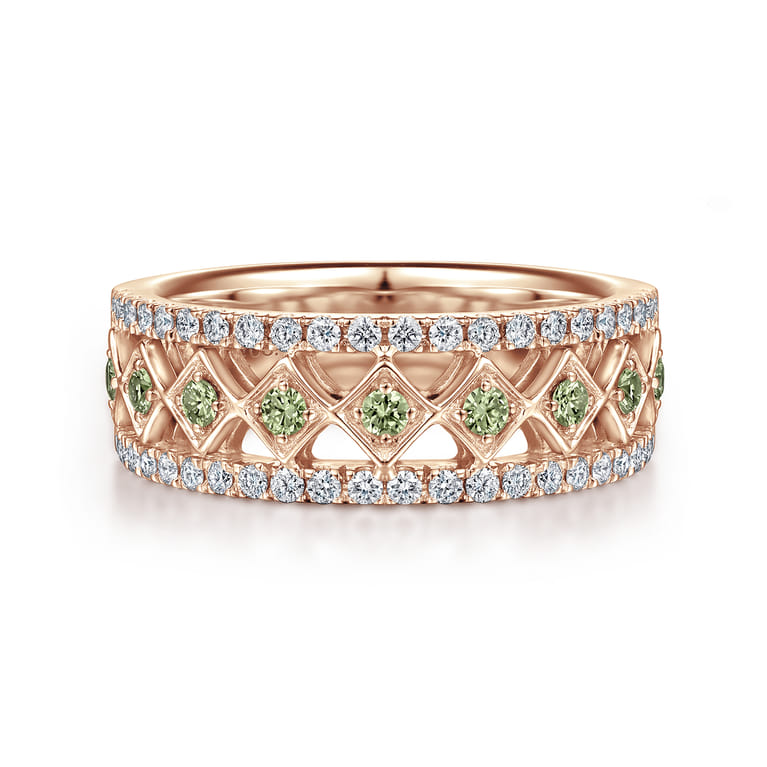 Fancy Wedding Ring in 14k Rose Gold with Round  at Gabriel & Co. - Shot 1