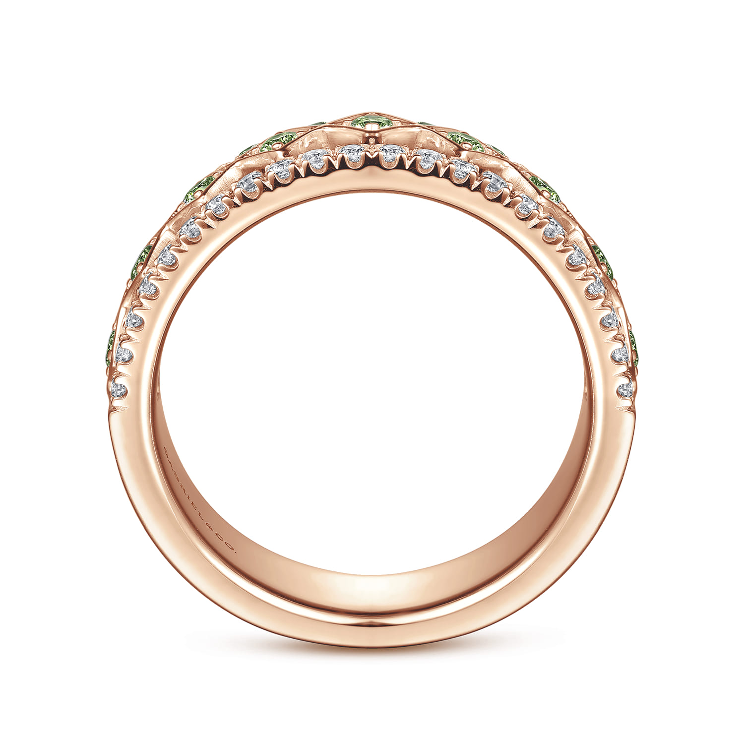Fancy Wedding Ring in 14k Rose Gold with Round  at Gabriel & Co. - Shot 2