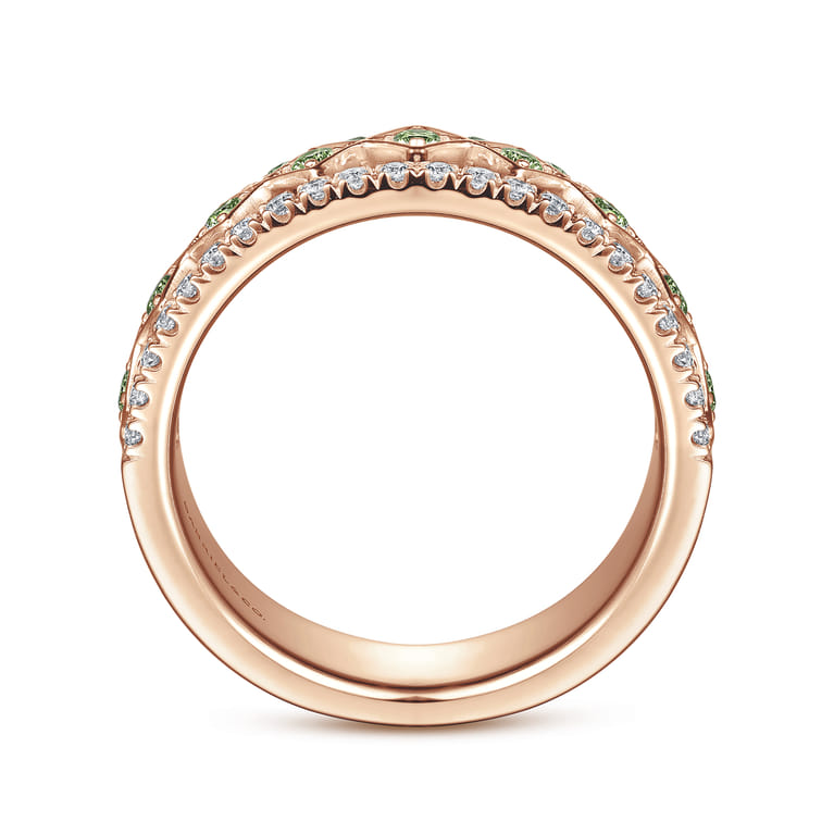 Fancy Wedding Ring in 14k Rose Gold with Round  at Gabriel & Co. - Shot 2
