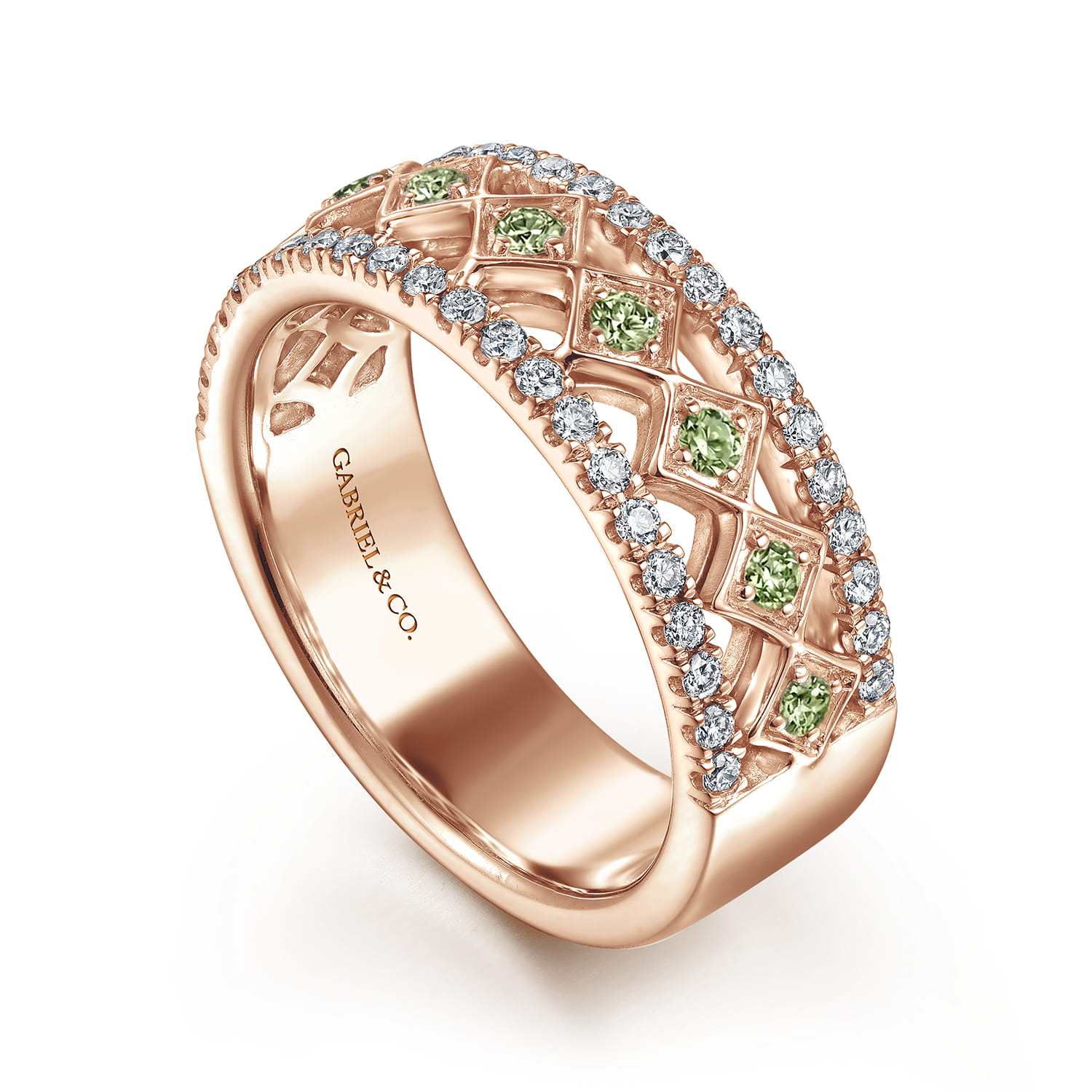 Fancy Wedding Ring in 14k Rose Gold with Round  at Gabriel & Co. - Shot 3