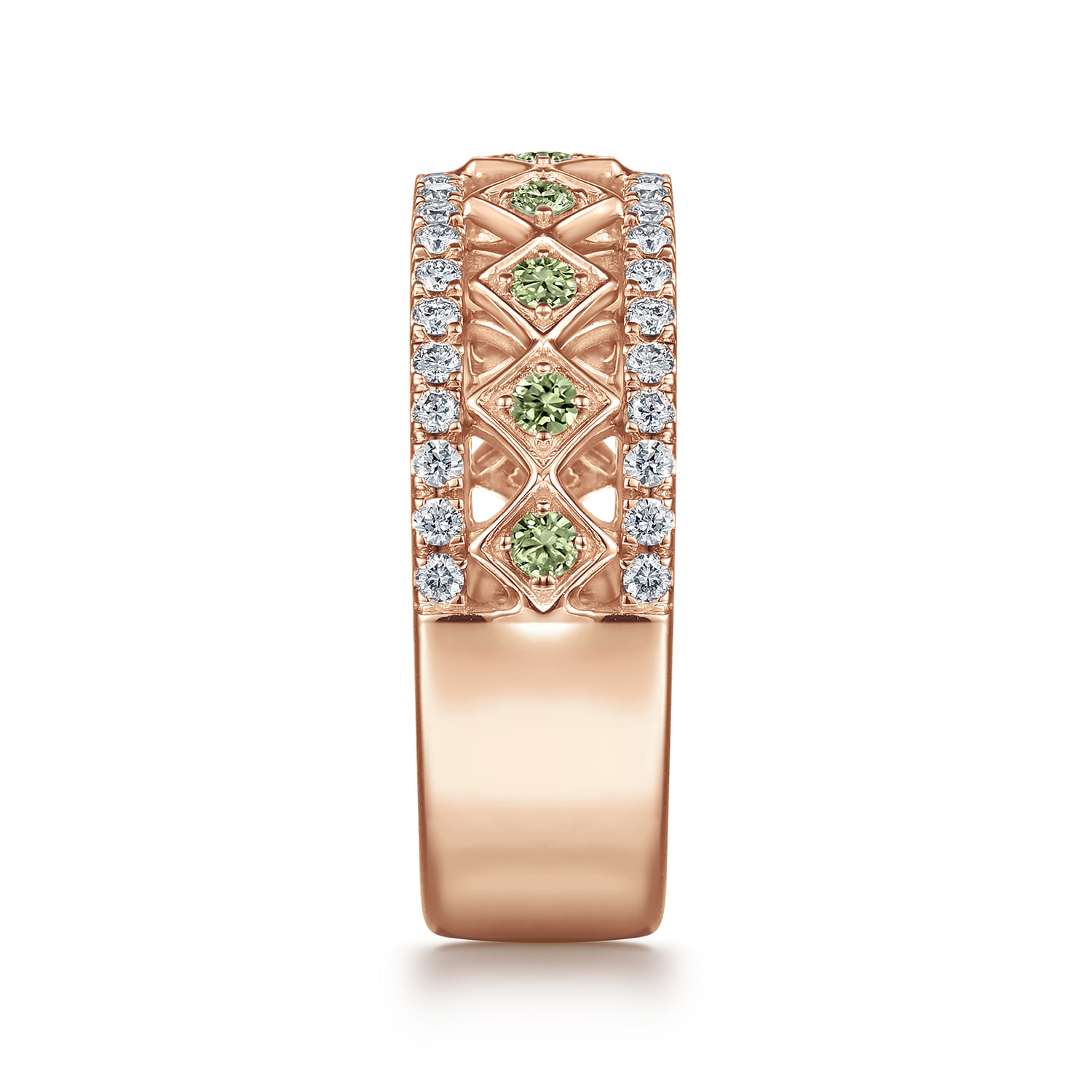 Fancy Wedding Ring in 14k Rose Gold with Round  at Gabriel & Co. - Shot 4