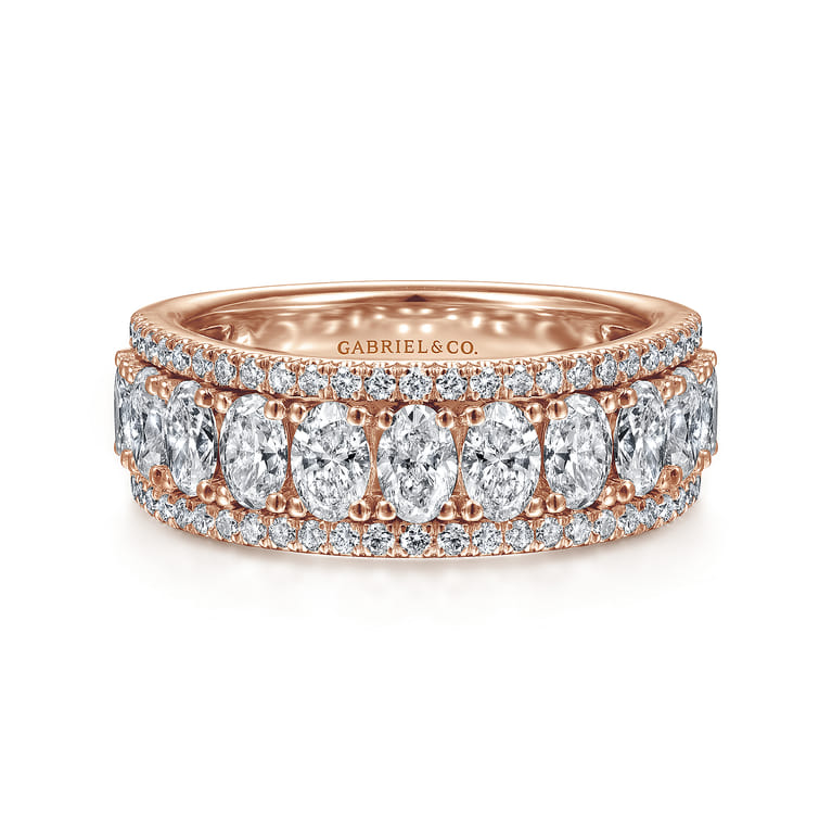 Fancy Wedding Ring in 14k Rose Gold with Oval Natural Diamond at Gabriel & Co. - Shot 1