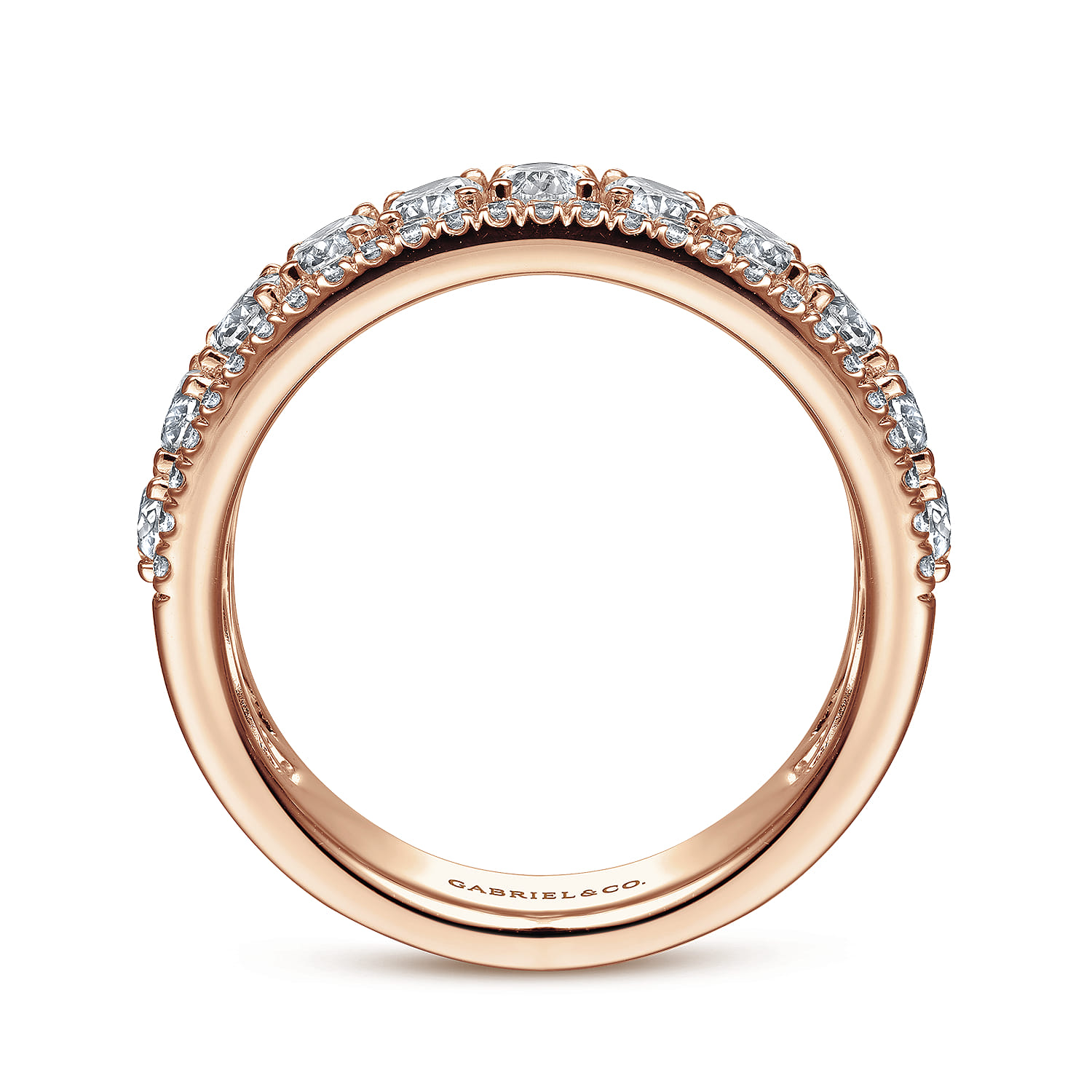 Fancy Wedding Ring in 14k Rose Gold with Oval Natural Diamond at Gabriel & Co. - Shot 2